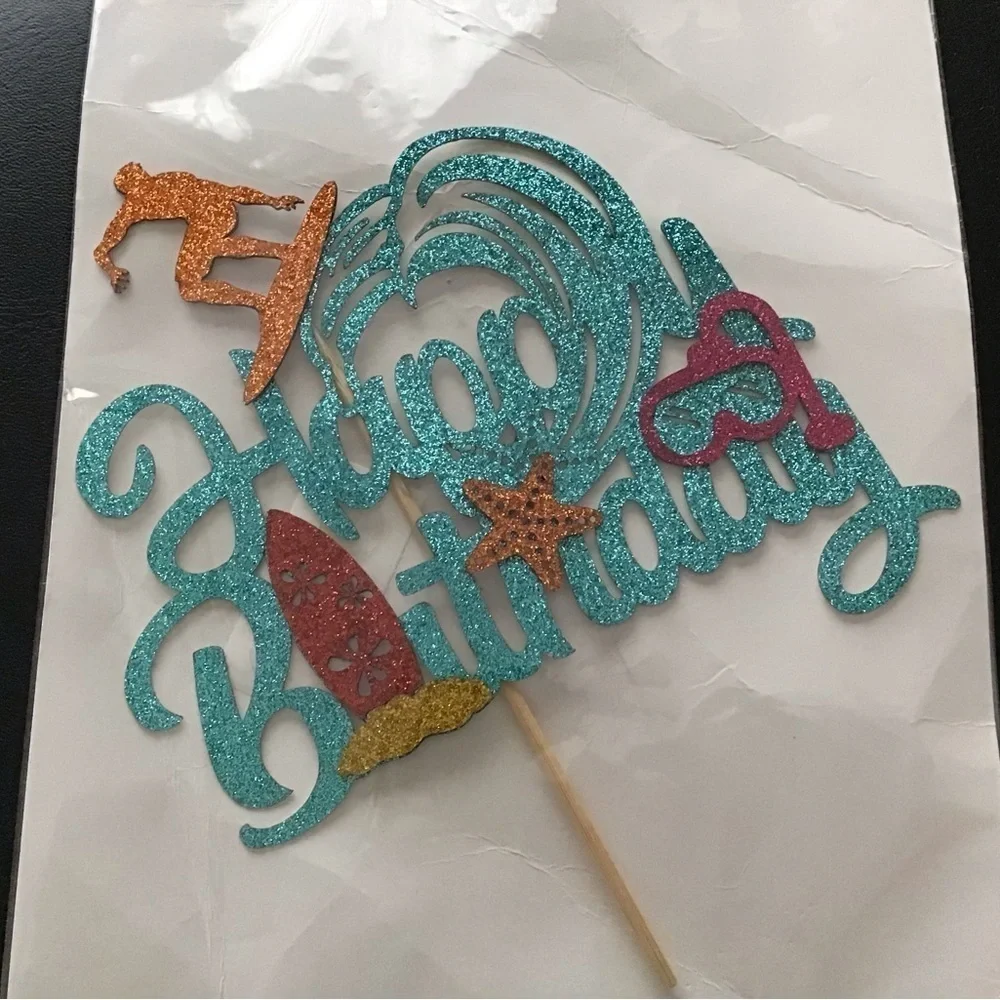 Happy Birthday Cake Topper  - Surfer theme. BRAND NEW